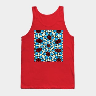 Sky Blue Flower Pattern Tank Top